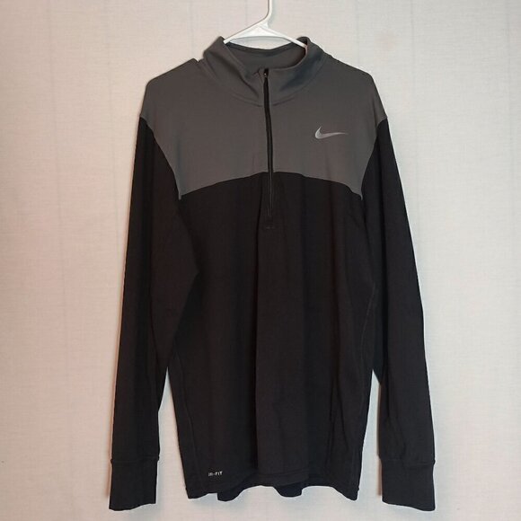 Nike Dri-Fit 3/4 Zip Pull-over Long Sleeve Men's Workout Running Shirt Sz Large - Picture 1 of 9